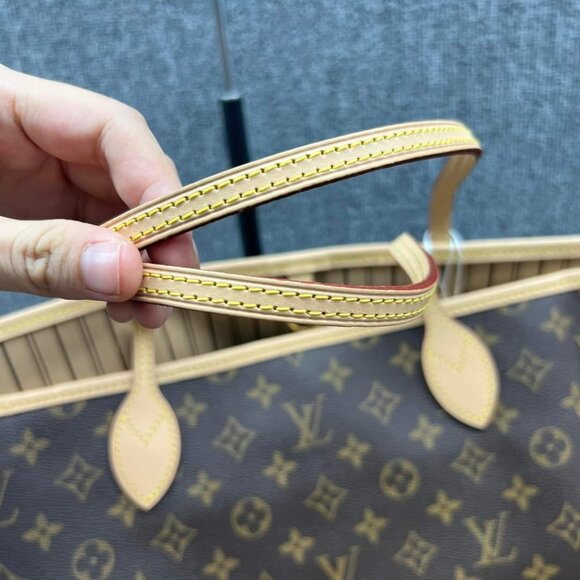 100% LOUIS VUITTON MONOGRAM NEVERFULL GM WITH POUCH TOTE BAG - Picture 7 of 16